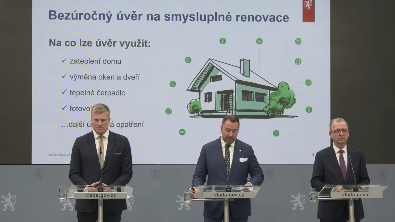 ⬜️🟥🟦 Sledujete přímý přenos tiskové konference k programu Nová zelená úsporám, 9. března 2026.