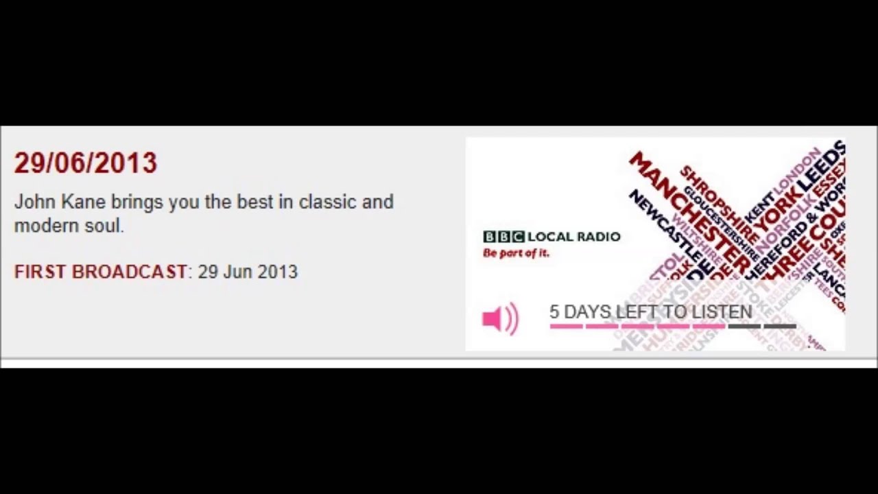 BBC Radio Leeds, John Kane Northern Soul show