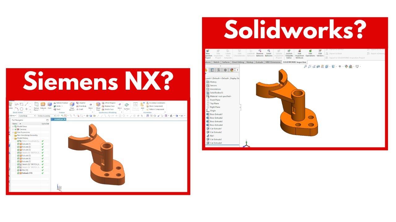 Siemens NX vs SolidWorks | Modeling the Same Part Step by Step (CAD Comparison Tutorial)