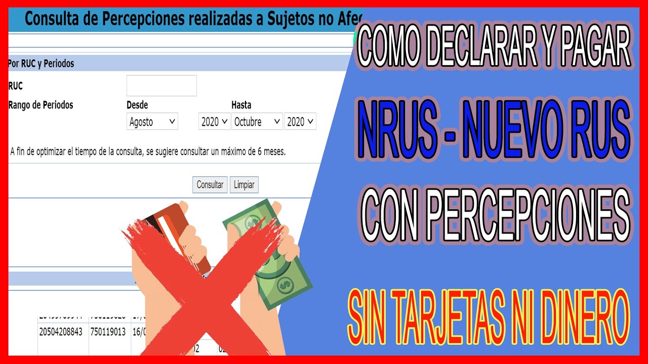 COMO PAGAR NUEVO RUS - NRUS CON TUS PERCEPCIONES | SUNAT | SIN DINERO NI TARJETAS