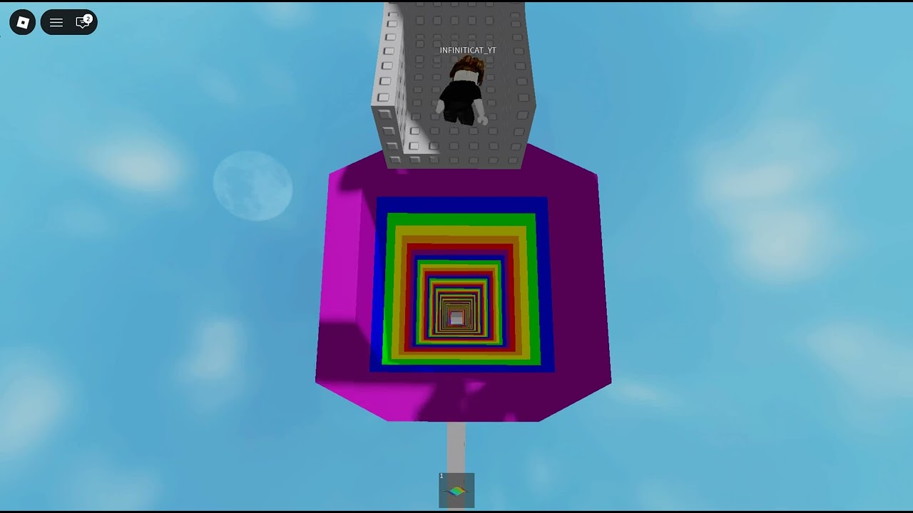 People falling into a rainbow hole