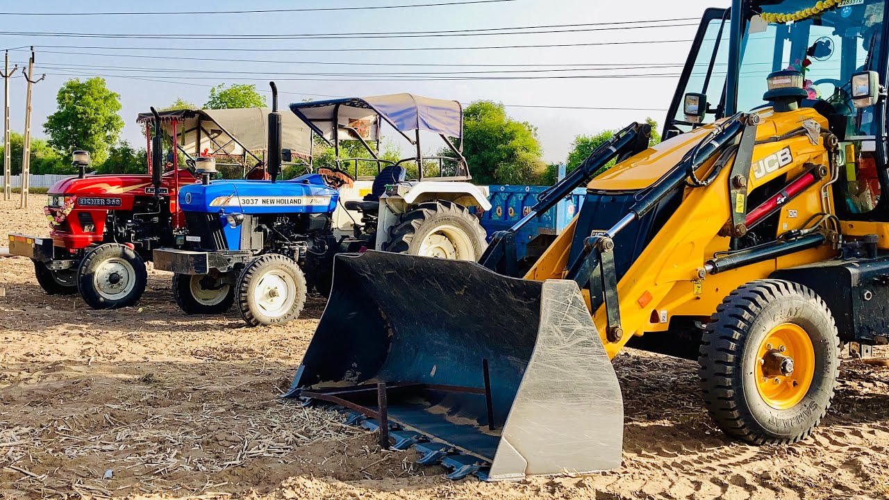 Jcbbackhoe and tractors trolly load and empty work jcbvideos