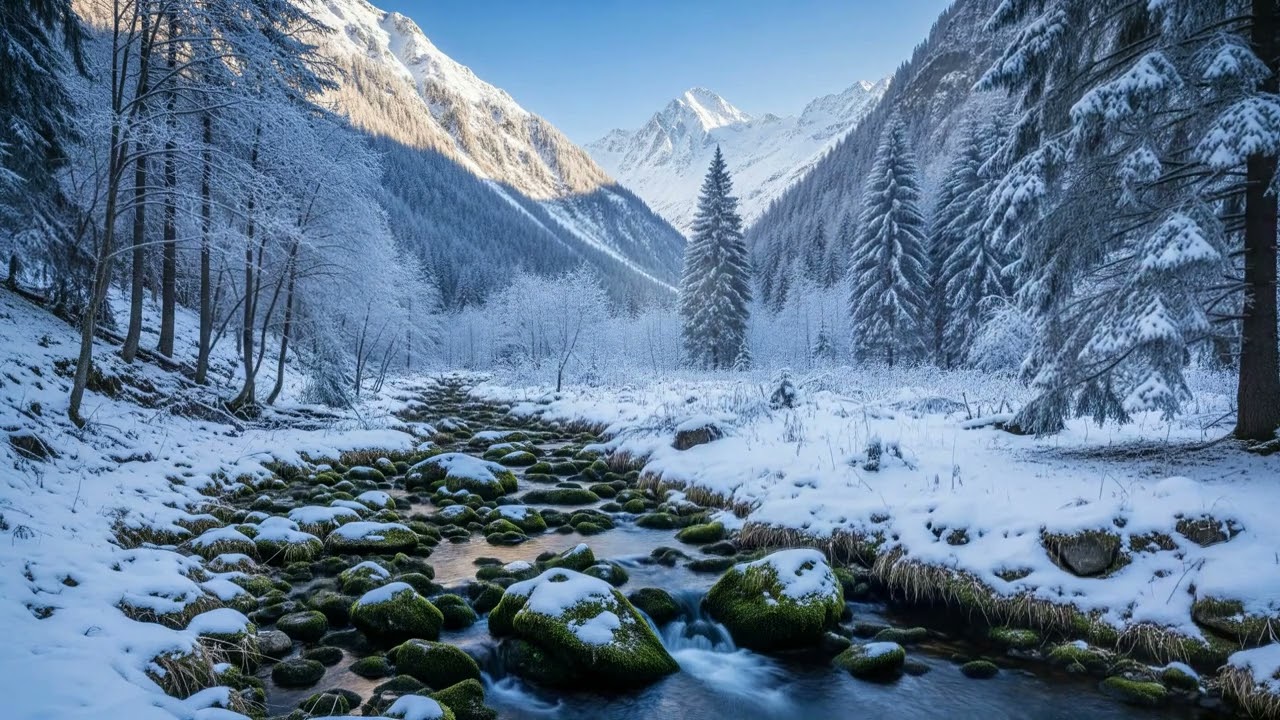 Calm Retreat: A Scenic Stream Through Winter's Embrace