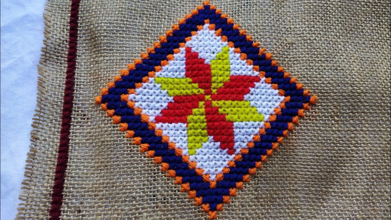আসন সেলাই ডিজাইন|ফুলের নকশা|ason selai design| flower design| cross stitch| woolen flower|