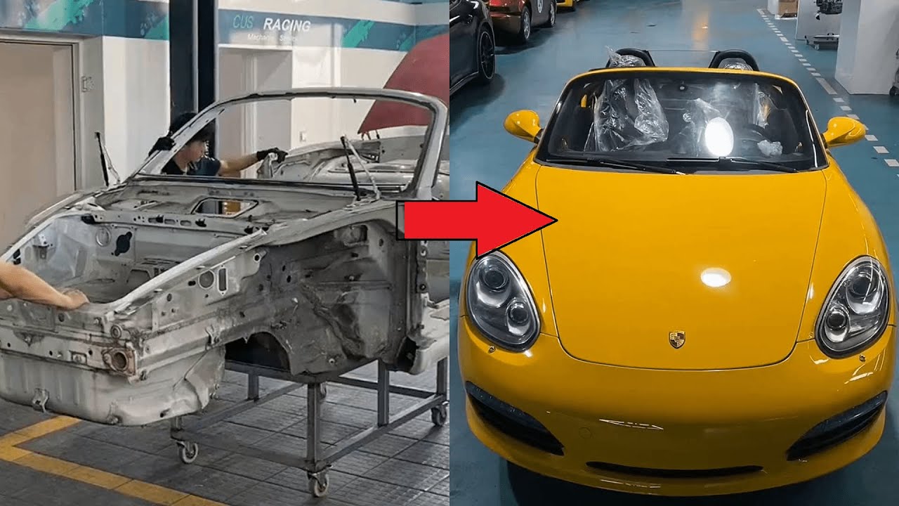 Ремонт Porsche Boxster Spyder | Перекрасить | Полная таймлапс-сборка.