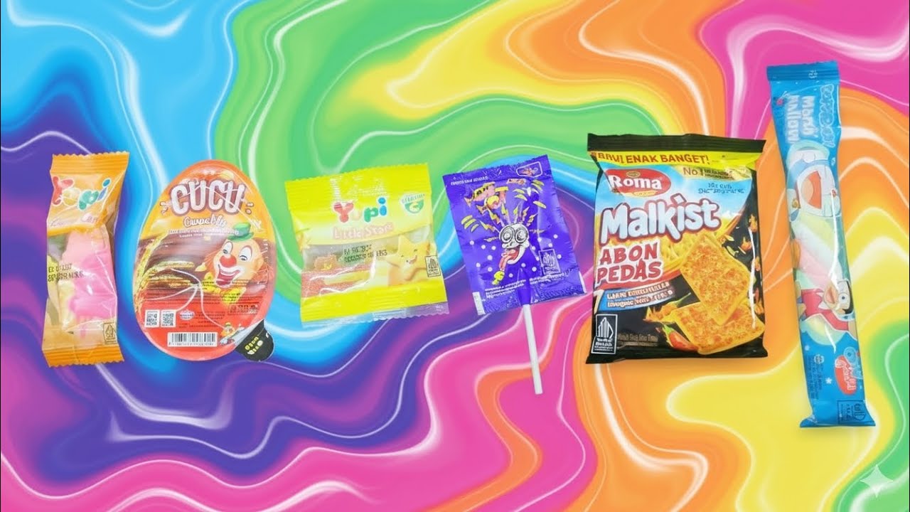ASMR Most Popular Candys / several lots of colorful rainbow lollipop candy / unpacking chocolate eat