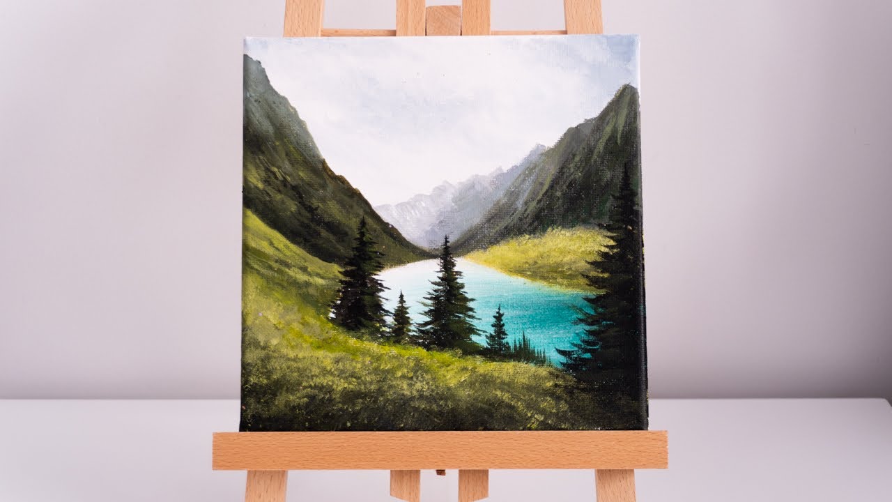 Acrylic Painting | Mountain Landscape Scenery | Easy Painting Techniques