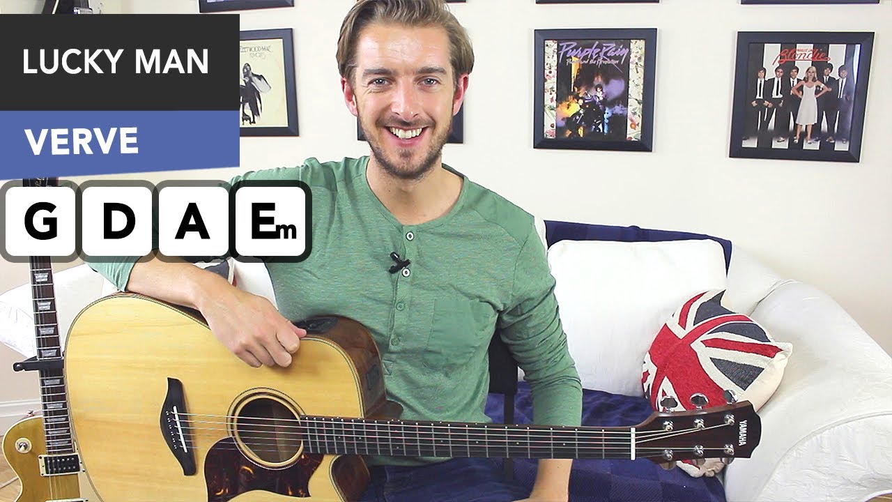 The Verve - Lucky Man Guitar Lesson - EASY 3 Chord Song (mainly..)