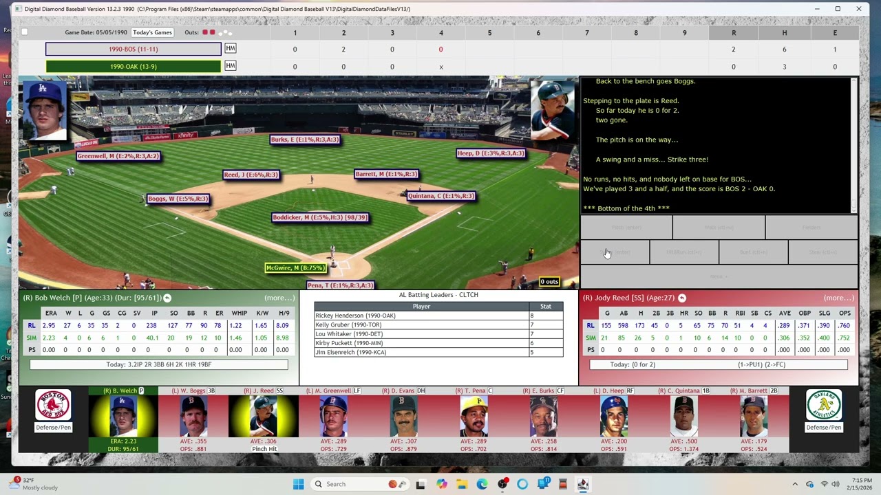 Digital Diamond baseball 5-5-90 Boston at Oakland