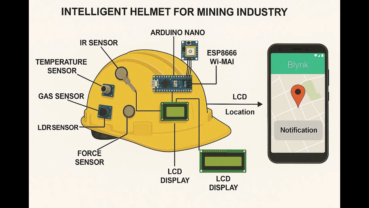 HVS-3274. Intelligent Helmet for Mining Industry.#smoke#temperature#locationtrack#Gas detection#iot