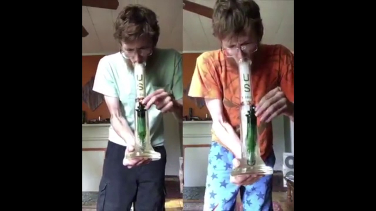 Sploofy smoke filter DEMONSTRATION hippy takes huge bong rip Smoke Buddy