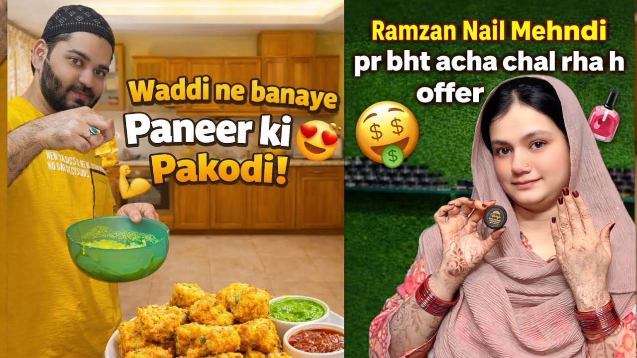 195 Vlog♥️||Waddi ne banaye Paneer ki Pakodi😍||🕌Ramzan Nail Mehndi pr bht acha chal rha h offer🥳🎁||