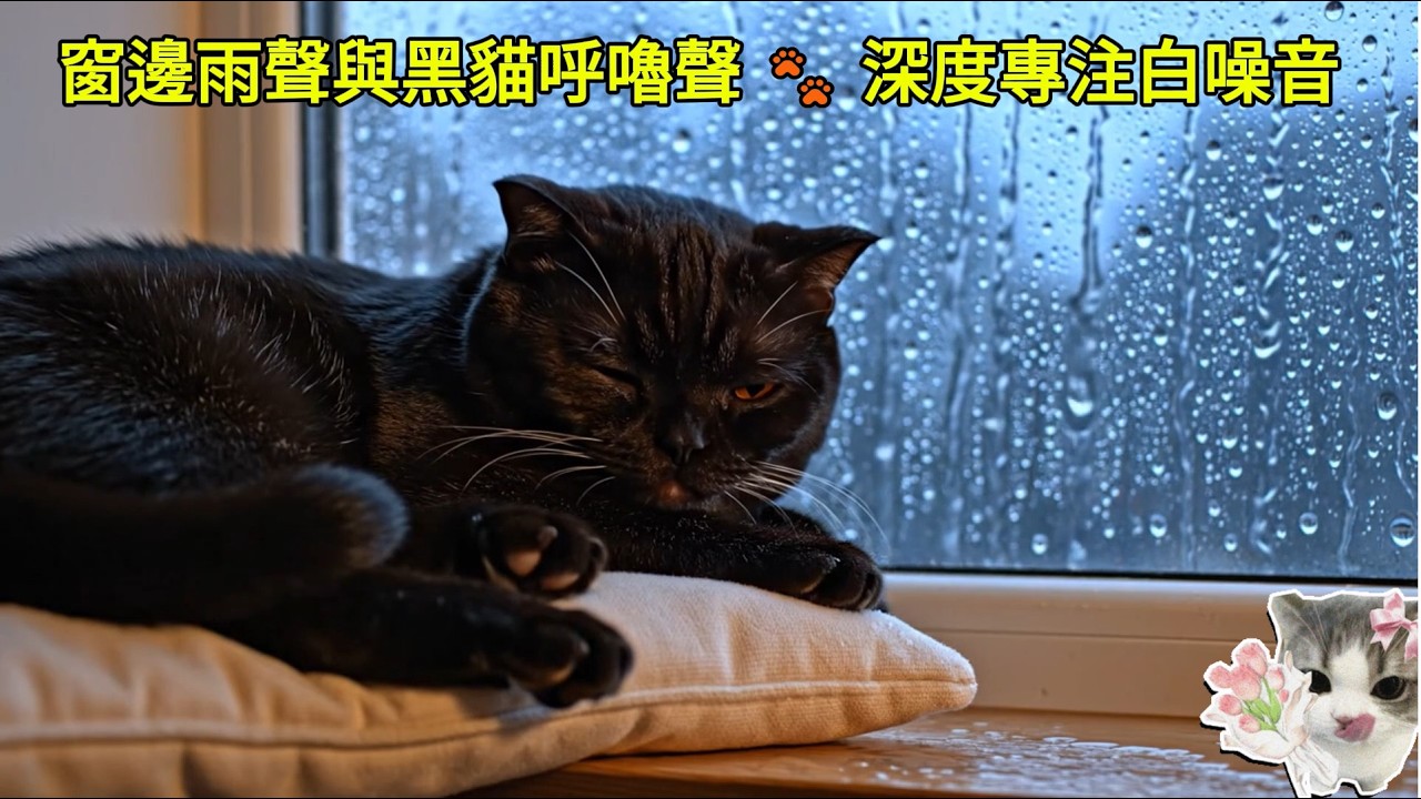 【ASMR 熟睡版】下雨天的貓咪書房 🌧️ 沉浸式雨聲＋震動呼嚕聲 | 舒壓、冥想、助眠
