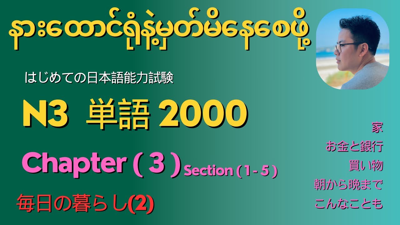 မီးနင်းကျက်ဖို့အချိန်မရှိသူများနားထောင်ပါ (N3 tango)Chapter 3 # Let’s learn vocab in just 15minutes