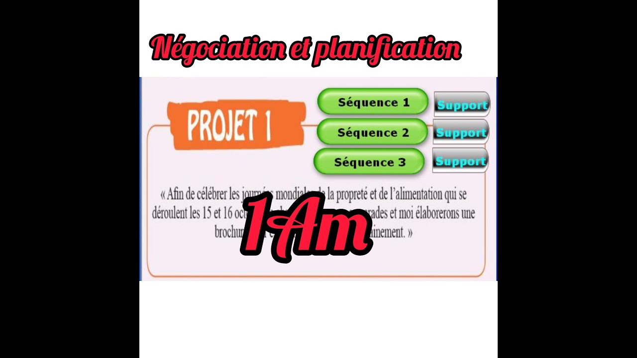 Négociation et planification du projet 1 niveau 1 ère A.M.