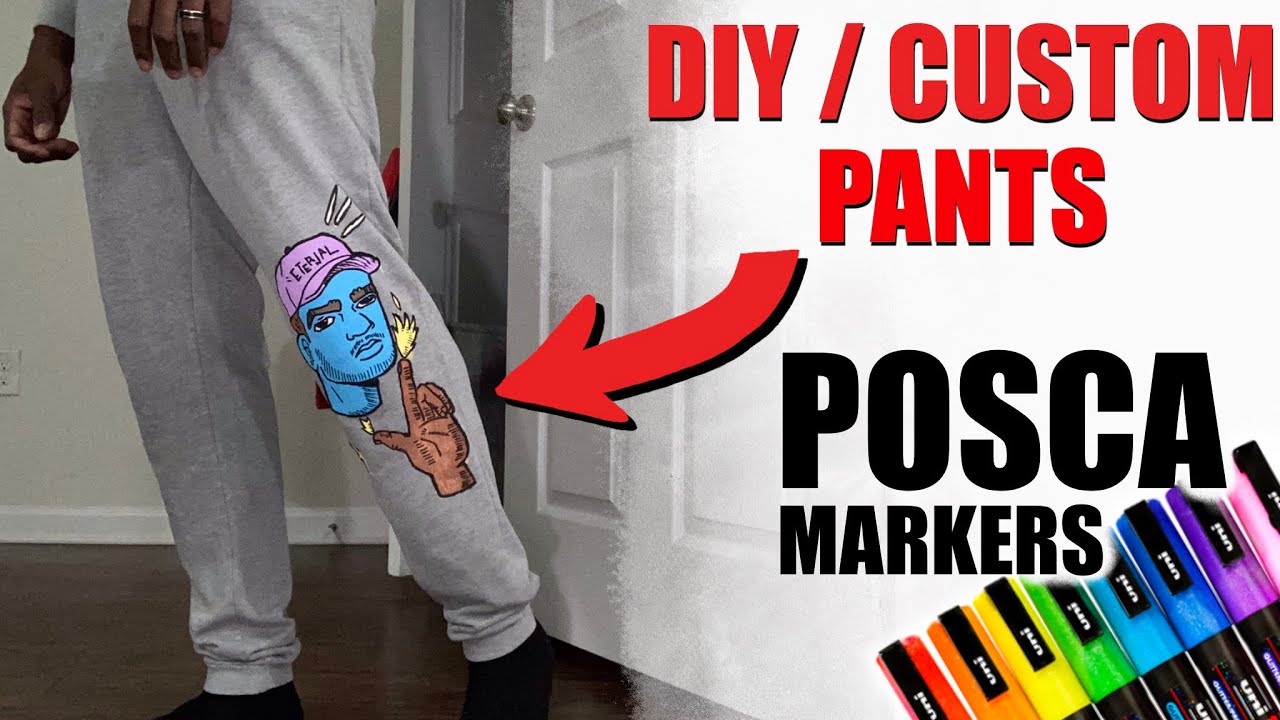 How To Custom Paint On Fabric Pants Using Posca Marker | DIY