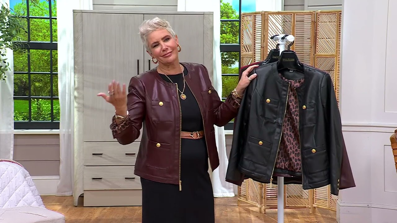 Joan Rivers Faux Leather Lady Jacket with Printed Leopard Lining on QVC