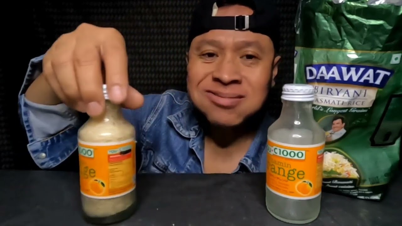 Pakai Botol Vit C 1000‼️RawRiceEating🌾Gini Aja Dah nikmat Renyah,Gurih Makan Beras Daawat