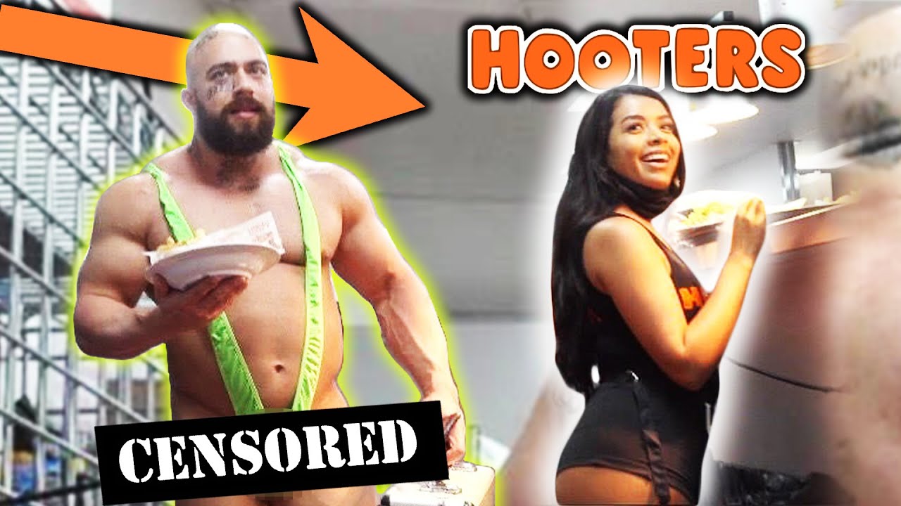 FAKE HOOTER'S WAITER IN BORAT THONG PRANK