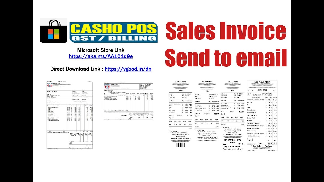 Sales Invoice Sent to e Mail / CashoPOS Software Solutions / Point of Sale Software / www.vgood.in