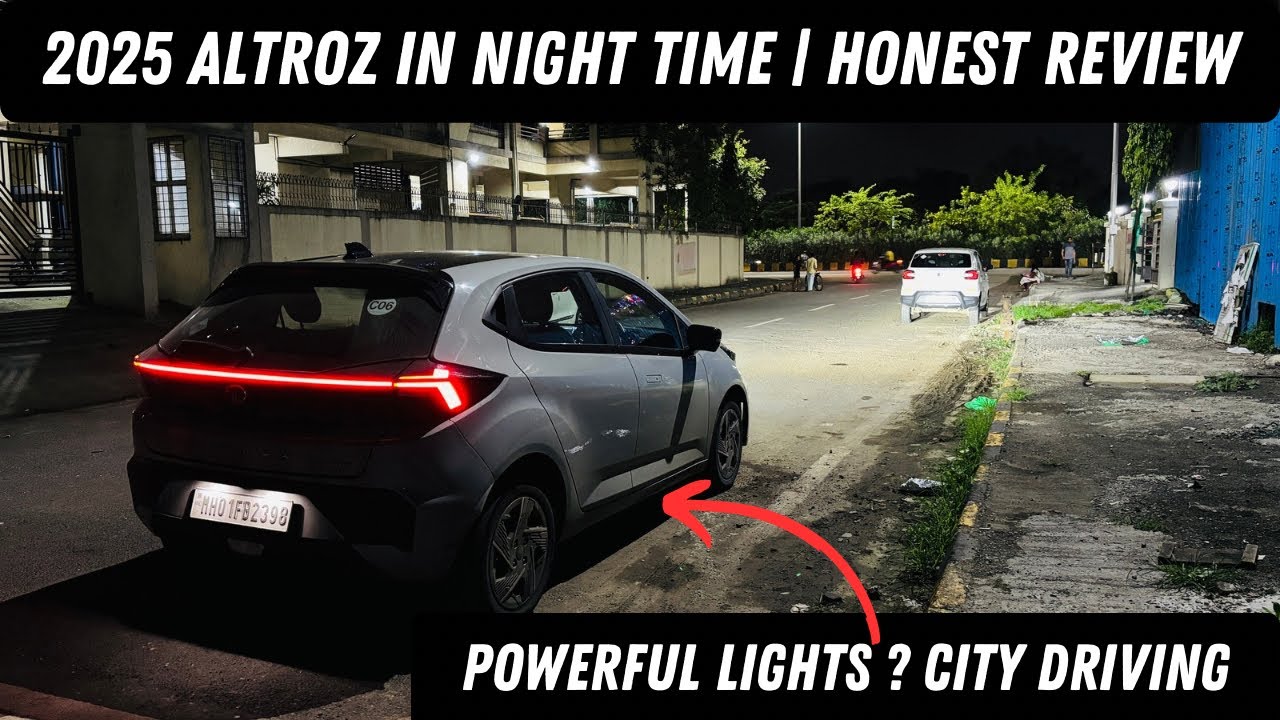 Специальный ночной обзор Tata Altroz ​​2025 года. Поездка по городу: мощный свет? Плохие противот...