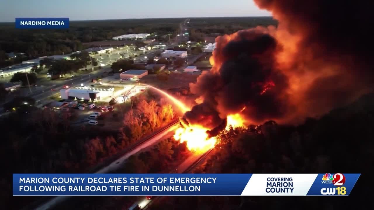 State of emergency declared after thousands of used railroad ties caught fire at property in Dunn...