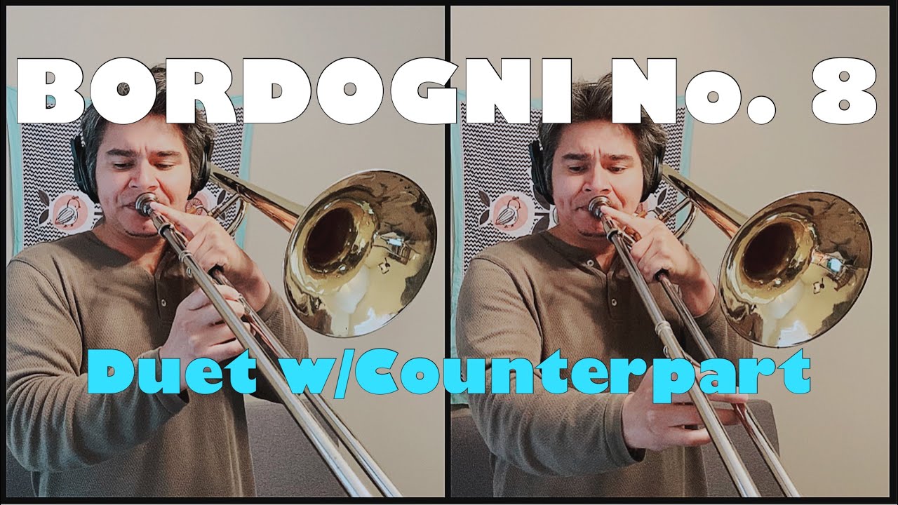 BORDOGNI (Rochut) ETUDE No. 8 TROMBONE DUET (in D Major) w/Counterpart