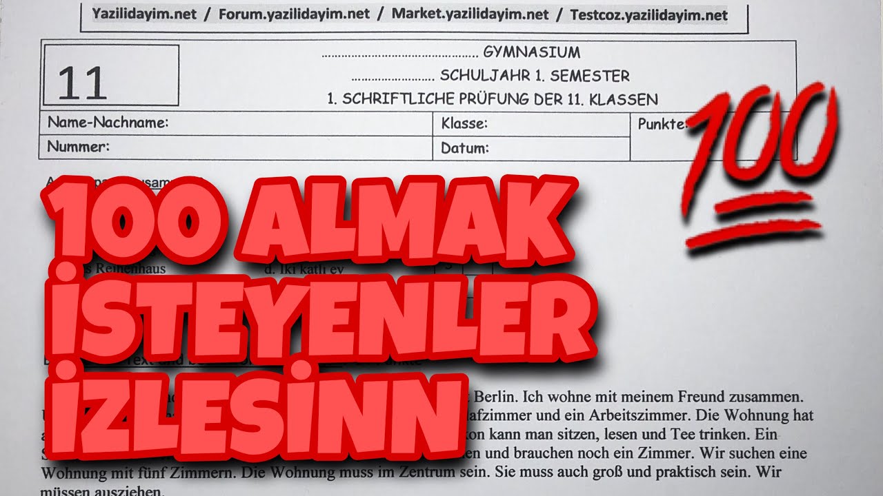 11.Sınıf Almanca 1.Dönem 1.Yazılı