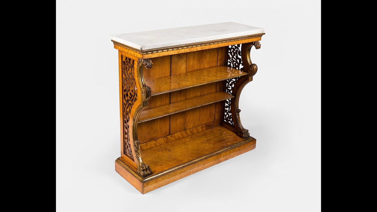 19th century burr maple open bookcase