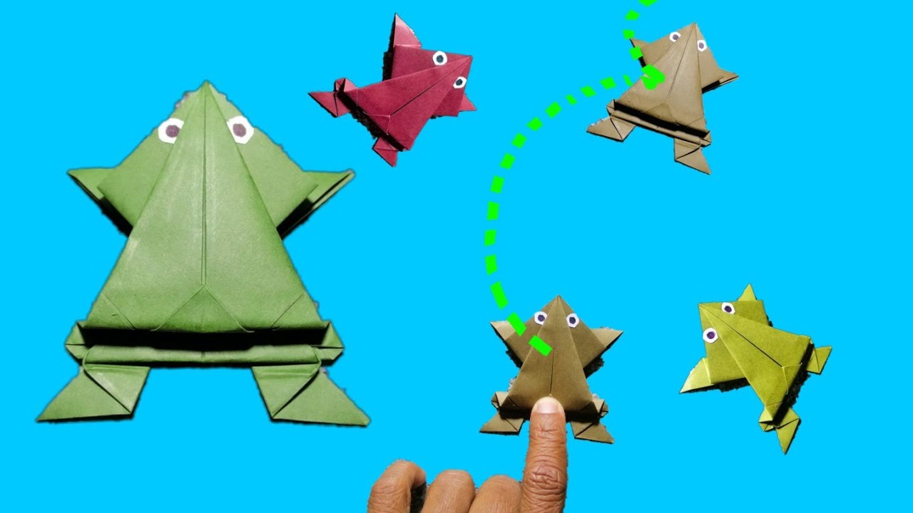 ජම්පින් ගෙම්බෙක් හදමු | How to make a jumping pepar frog origami ( fun & Esy )