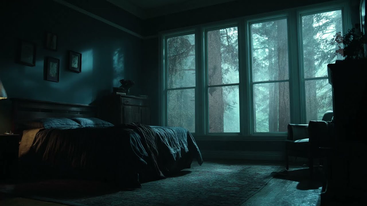 Aesthetic Rainy Night in a Forest Bedroom - Lo-Fi Vibes and Soft Rain for Dreamy People
