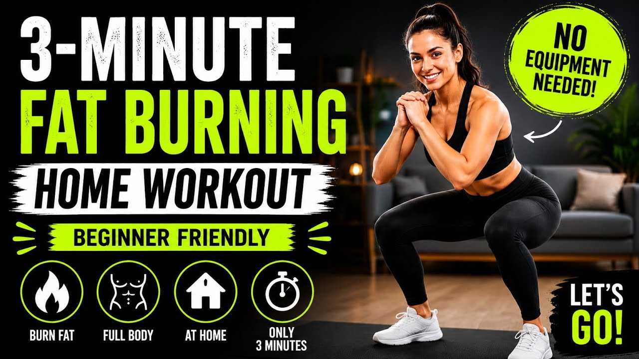 🔥 3-Minute Fat Burning Home Workout 💪 | No Equipment | Beginner Friendly