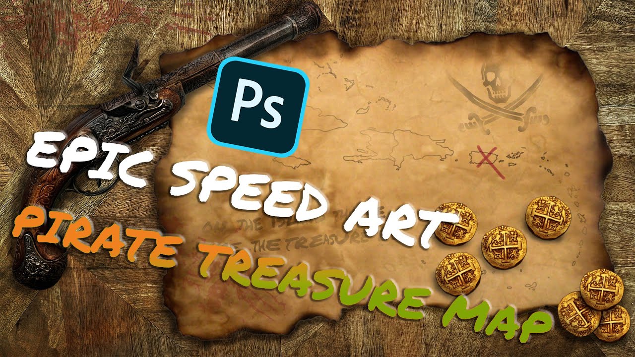 Pirate Treasure Map - Photoshop EPIC Speed Art!
