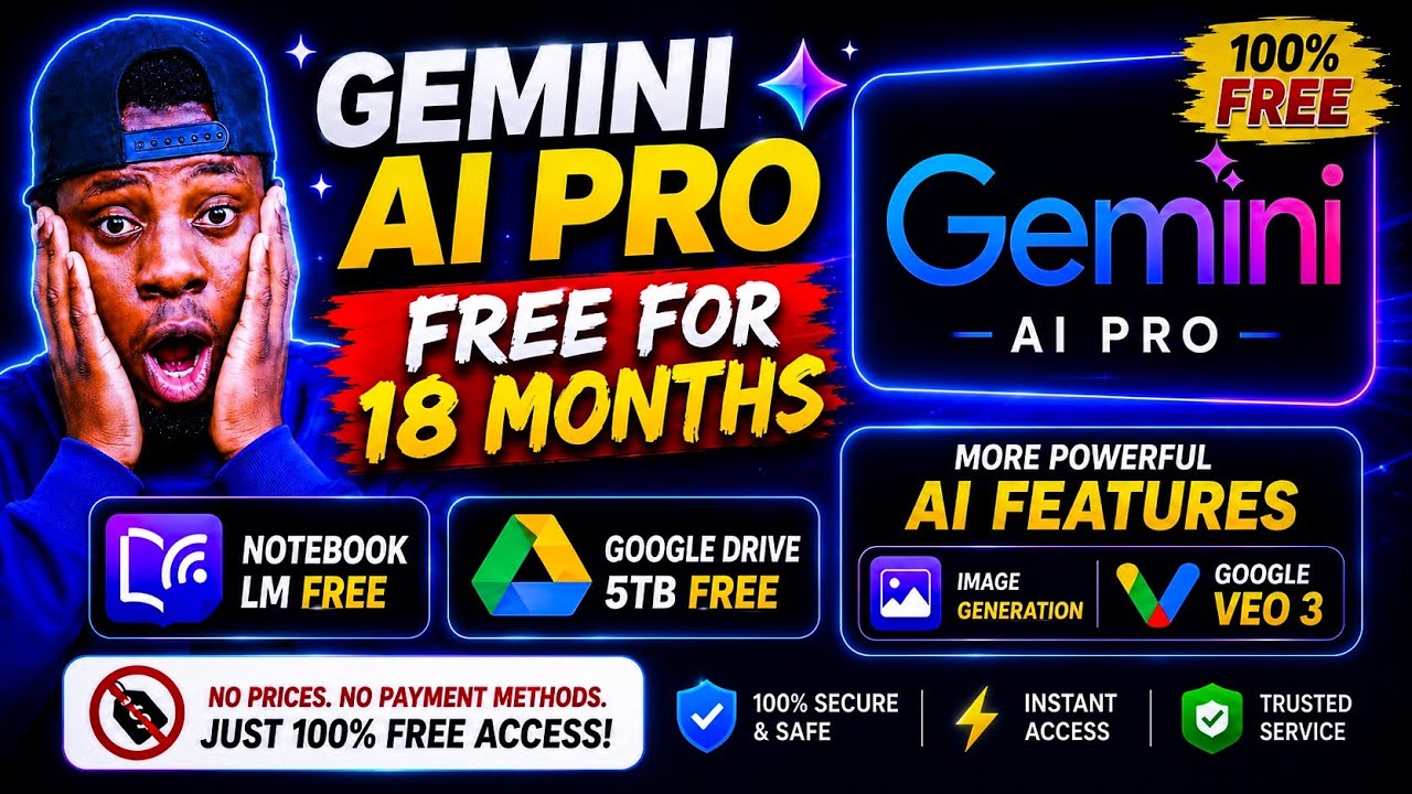 Google AI Pro FREE for 18 Months 😱 Get 5TB Storage + NotebookLM FREE + AI Tools