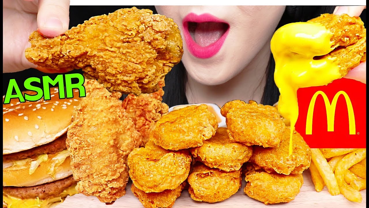 ASMR MCDONALDS BIG MAC, CHICKEN WINGS, NUGGETS, FRIES 맥도날드 빅맥, 맥윙, 치킨너겟 먹방 EATING SOUNDS