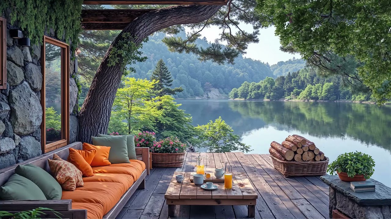 Relaxing Spring Jazz by the Lake Smooth Jazz Ambience for Study Coffee Time & Peaceful Morning Vibes