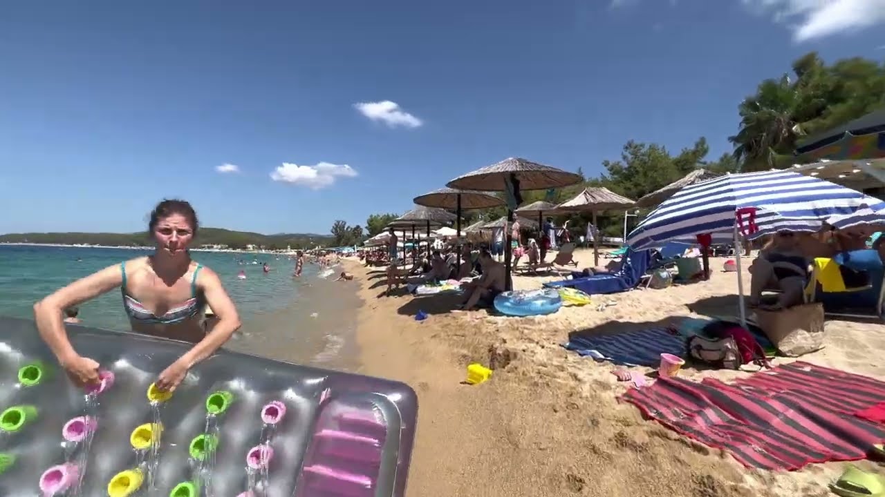 Beach in Toroni Greece  August 2022 HDR 4K walking in