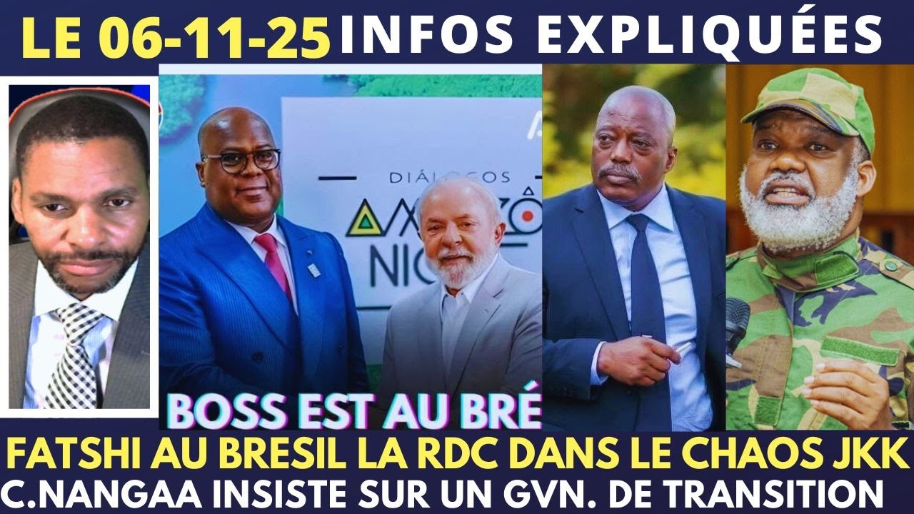 FATSHI AU BR&Eacute;SIL LA RDC DANS LE CHAOS KABILA+OPPOSITION C.NANGAA INSISTE UN GOUVERNEM.DE TRANSITION