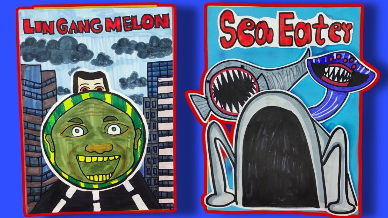 Making LIN GANG MELON🍉 VS SEA EATER🌊 Game Book😱( +Gaint Lin Gang Melon & Sea Eater Squishy)Full Game