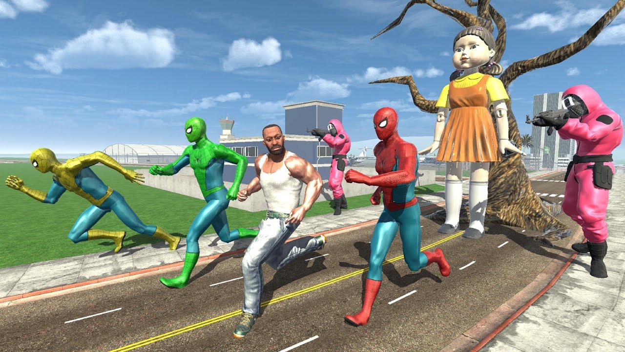 Franklin Play Squid Game With Spidermans - INDIAN BIKES DRIVING 3D