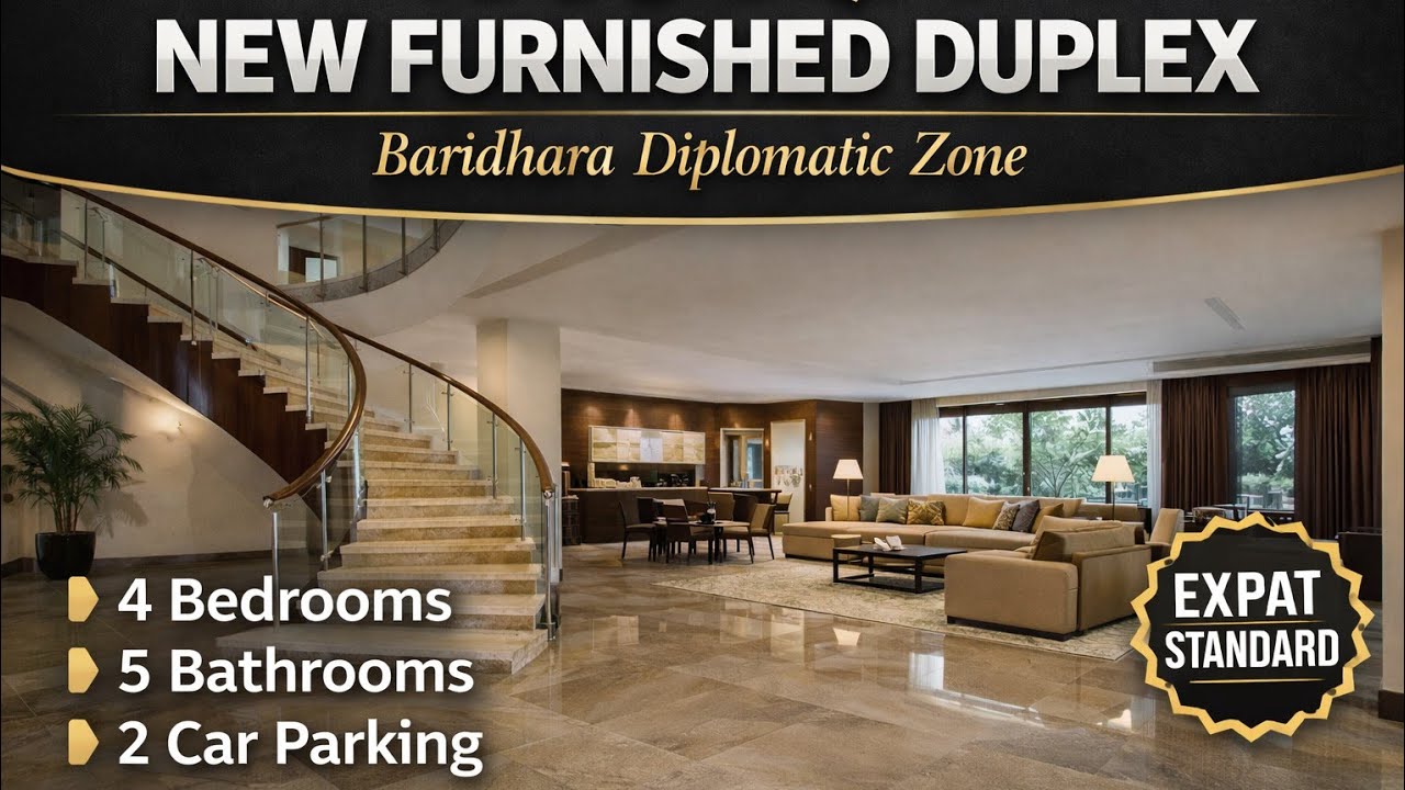 4500 Sqft Luxury Full Furnished Duplex for Rent in Baridhara Diplomatic Zone | 5 Bedroom