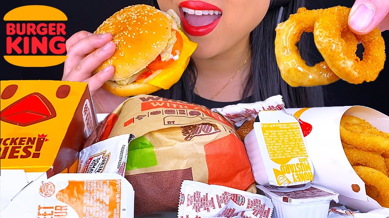 Asmr Burger King CHEESBURGER WHOPPER, ONION RINGS & CHICKEN FINGERS (MUKBANG) ASMR Phan
