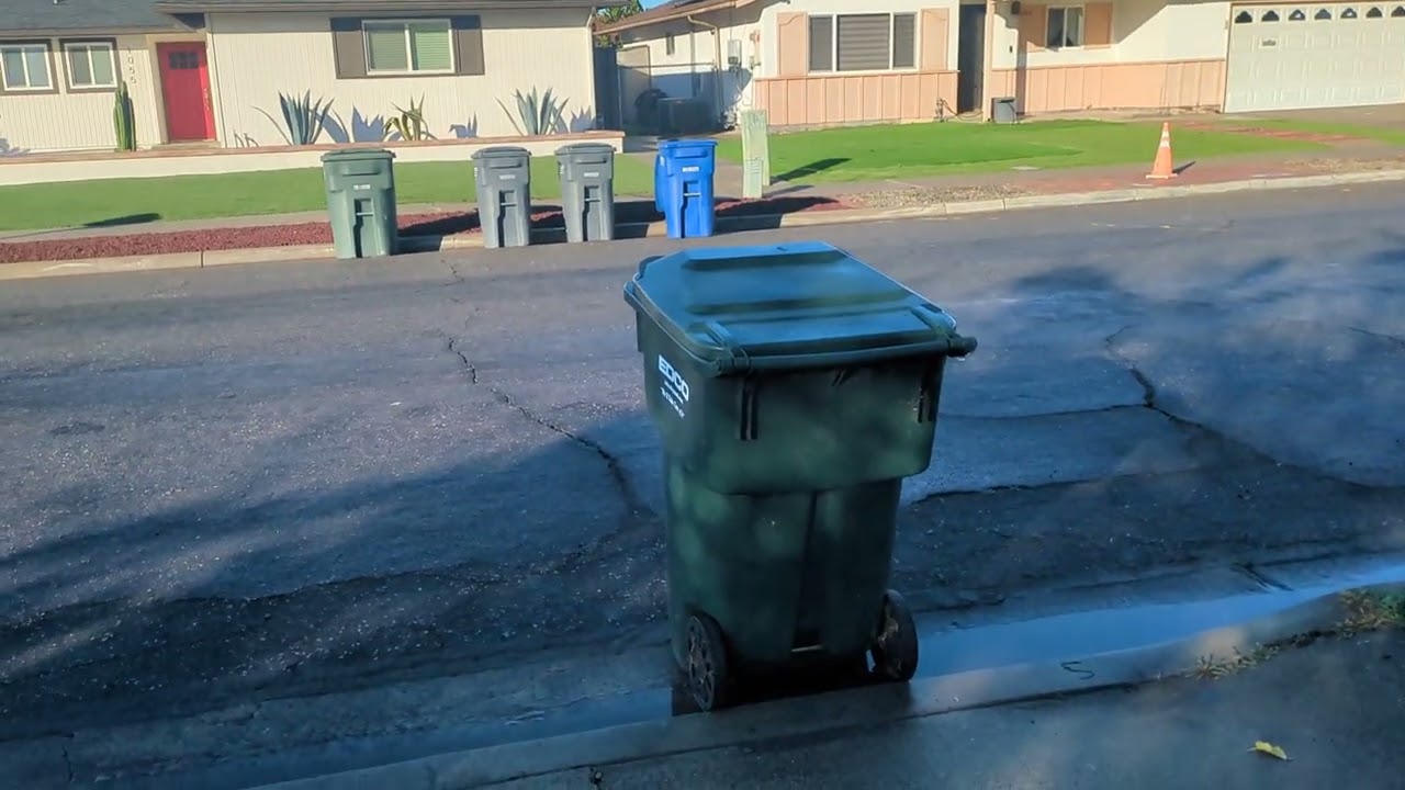 A late Recycling Truck going by after a JUGE Storm hit Escondido California Last Night with rain!
