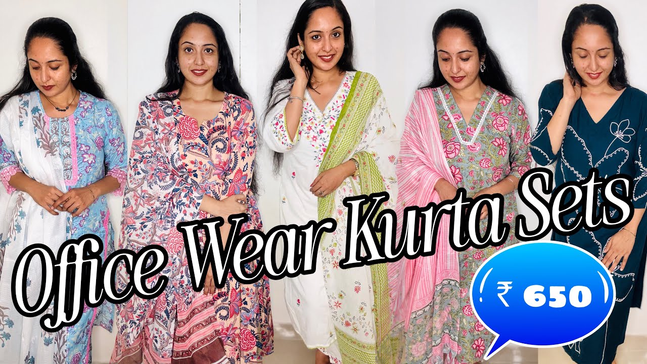 Office Wear Kurta Sets 😍 ₹650 😳 with dupatta ❤️ Daily Wear Kurta Sets from Amazon | Malayalam 