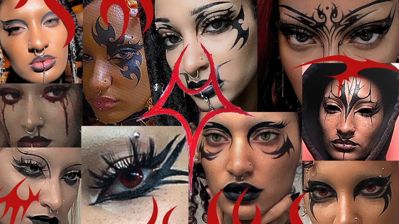 alt neo-tribal eyeliner and goth makeup tutorial tiktok video compilation (OGCUSH)