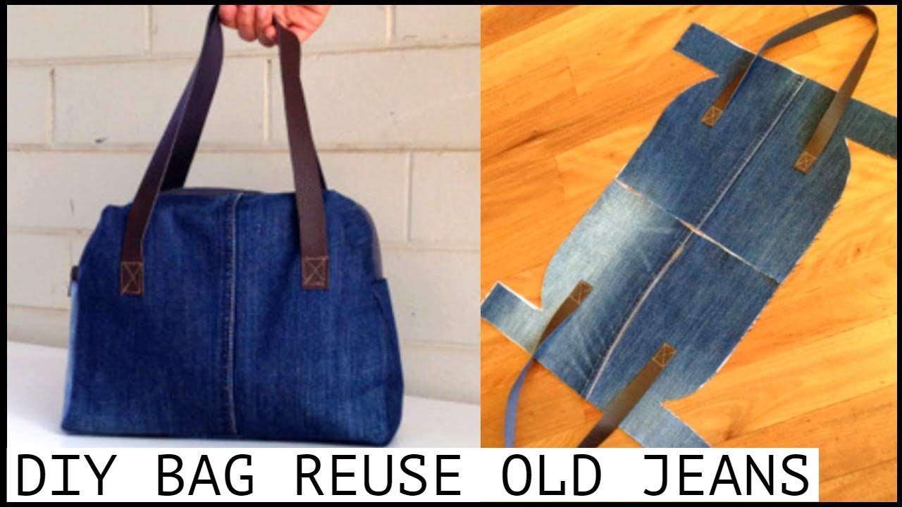 DIY JEANS PURSE BAG ZIPPER HANDBAG OUT OF OLD JEANS/BOLSA DIY/coubdre un sac/裏地付きハンドバッグの作り方/กระเป๋า