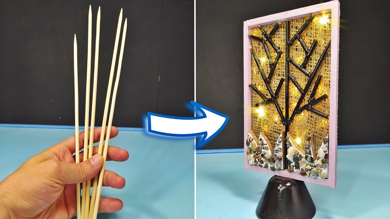 Çöp Şiş İle Işıklı Dekoratif Ağaç Nasıl Yapılır? Lighted Decorative Tree Making With Garbage Skewers