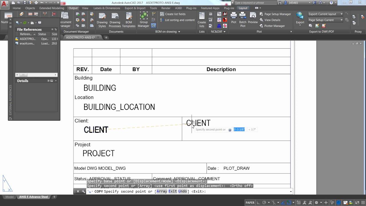 Advance Steel - Prototypes Configuration - Page Frame and Page Header