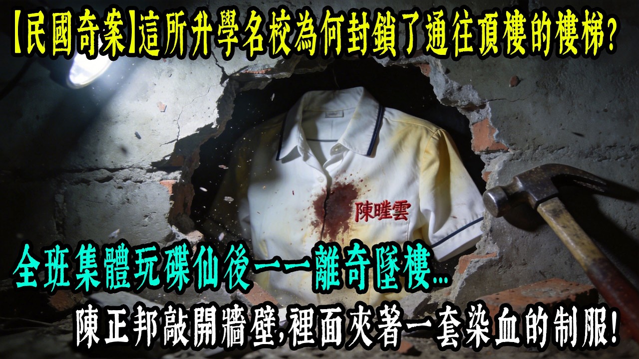 【老王故事會】【民國奇案】這所升學名校為何封鎖了通往頂樓的樓梯？全班集體玩碟仙後一一離奇墜樓...陳正邦敲開牆壁，裡面夾著一套染血的制服！#原創 #情感 #民間故事 #真實故事 #中老年生活 #台灣