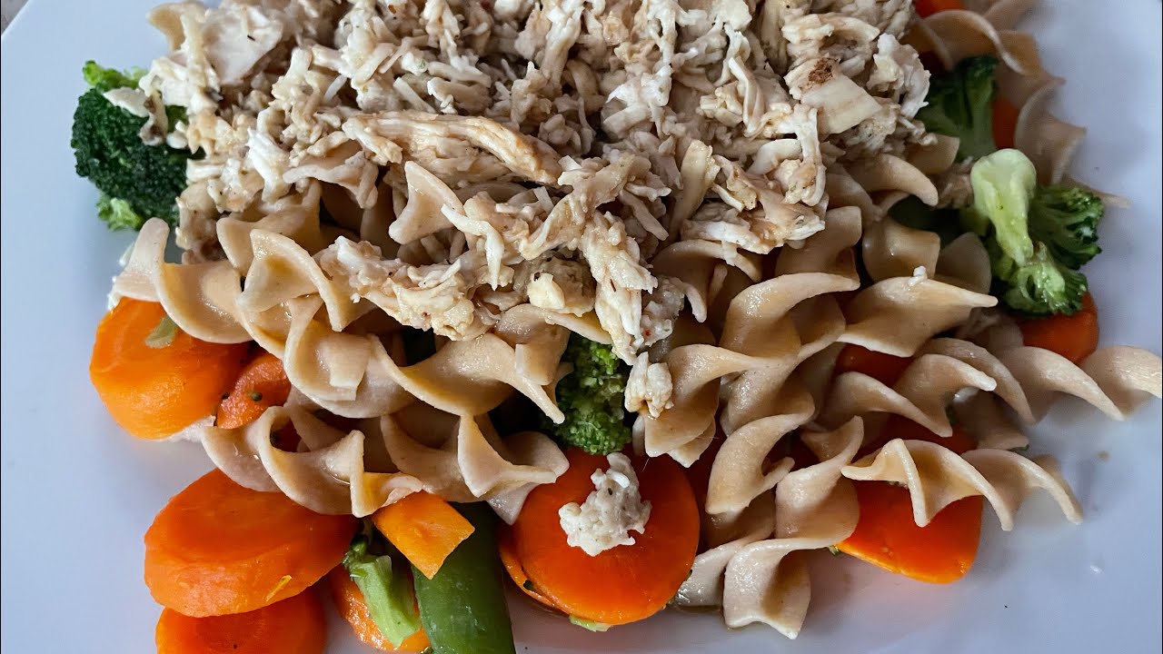 Quick, Easy Healthy Lunch - Chicken teriyaki with pasta and veggies